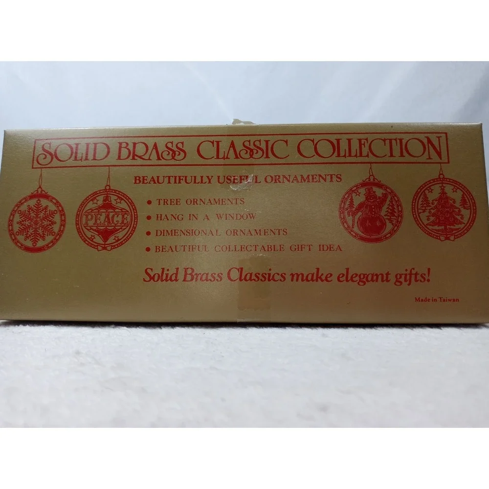 VTG Solid Brass Classic Collection Angel Ornaments Set of 3 Christmas Gold Boxed